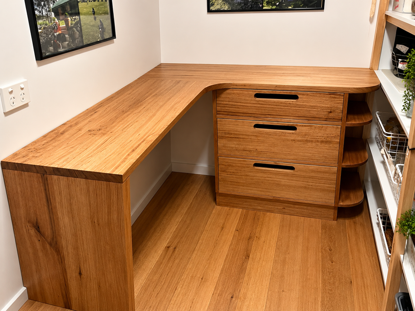 Built-In Timber Table & Drawers